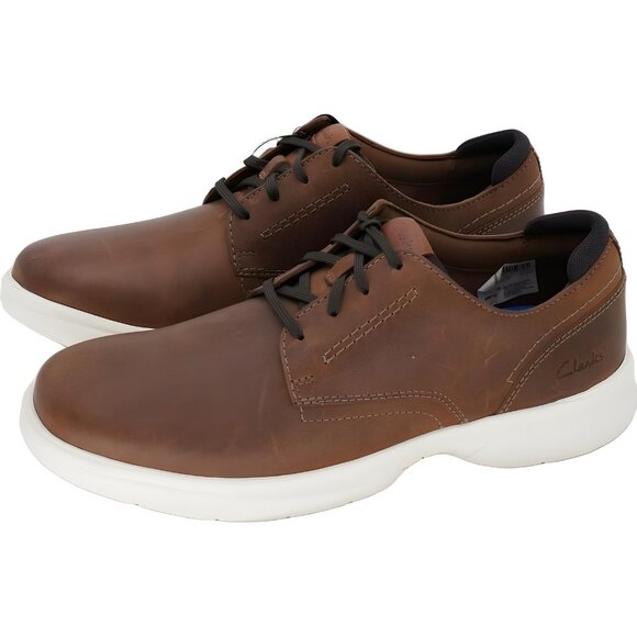 Clarks Bradle Plain Light Brown Leather Casual Shoes Men's US 12M - Picture 2 of 6